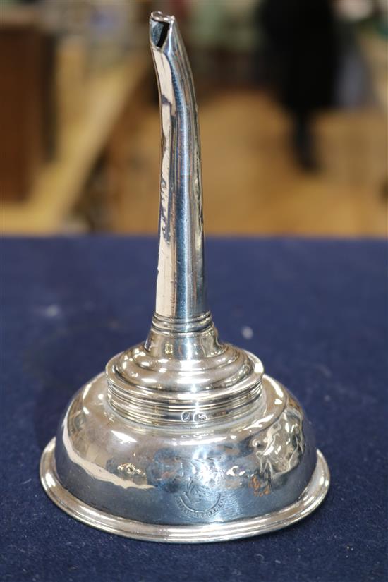 A George III silver wine funnel, Thomas Harper I, London, 1792,	 13cm.
